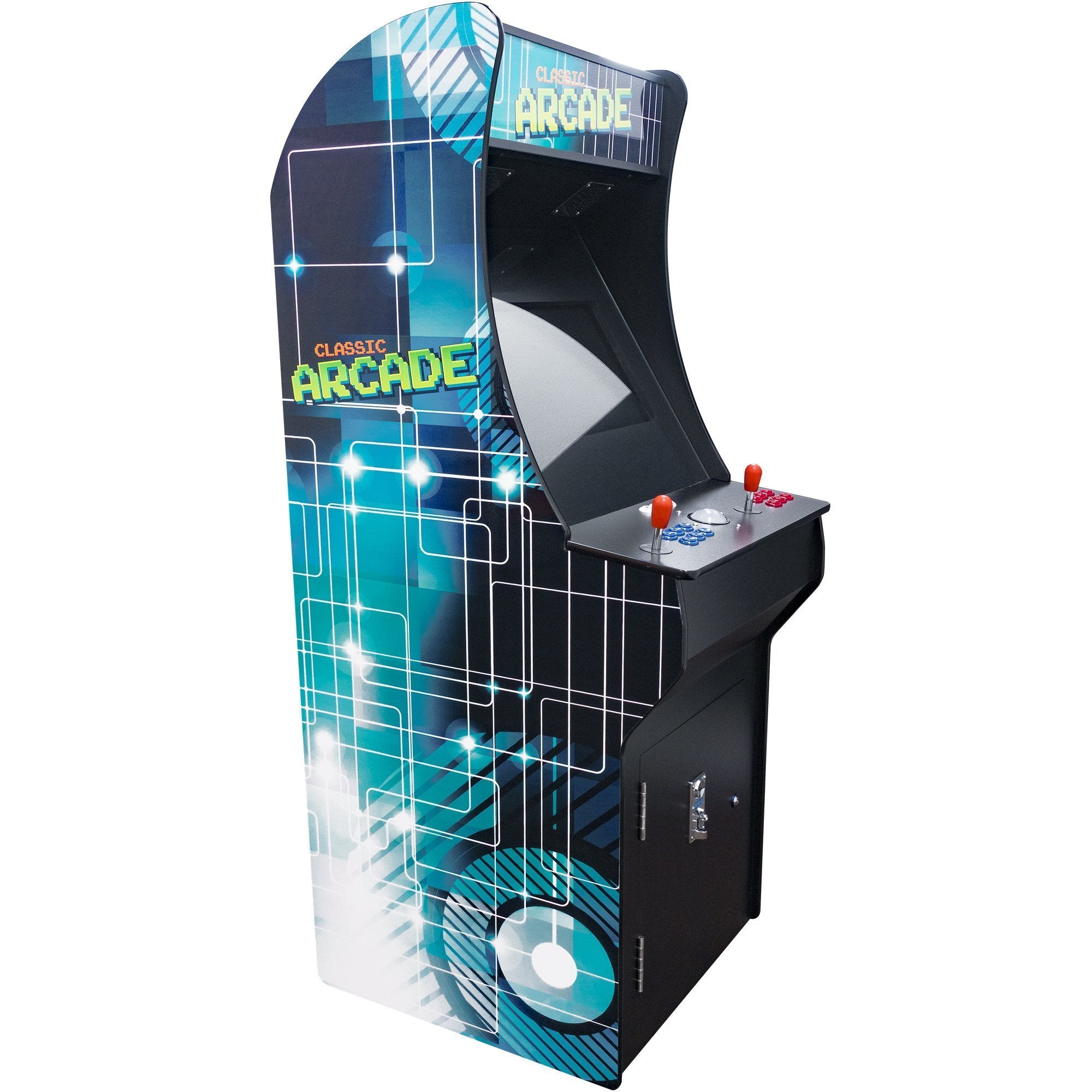 Way Back Arcades Classic Stand-Up Arcade | 2 Player | 21.5" LCD Monitor Screen | 750 Games | 1 Trackball | 1 Joystick | 2 Tall Stools
